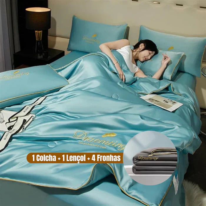 Conjunto de Cama de Seda Gelada Para o Verão [Compre 1 Leve 2]